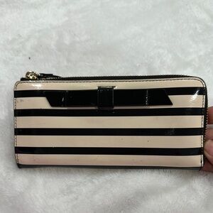 Kate Spade Black and Cream Striped Wallet